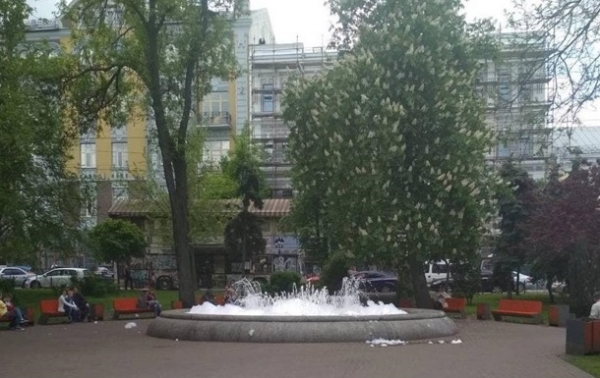В первый день работы фонтанов в Киеве в один налили мыла