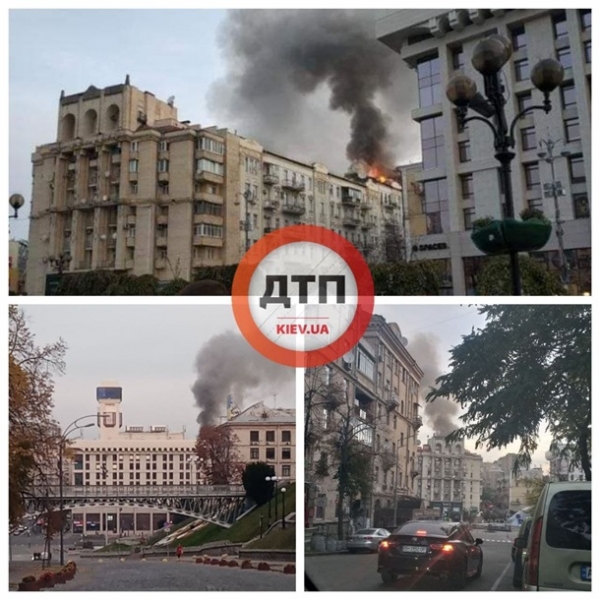 В центре Киева на крыше дома - сильный пожар 