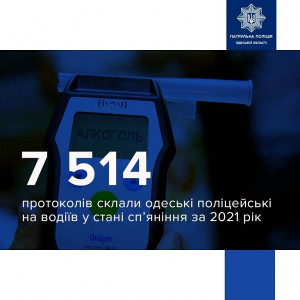 Итоги года: одесские патрульные составили 7,5 тысячи протоколов на пьяных водителей 