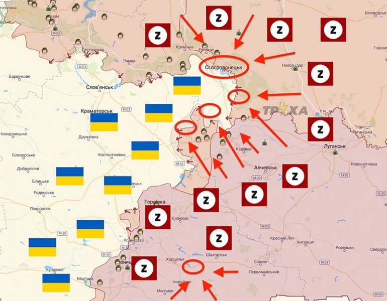 Ворог безуспішно намагається штурмувати Сєвєродонецьк і зазнає величезних втрат на всіх напрямках, — Генштаб ЗСУ