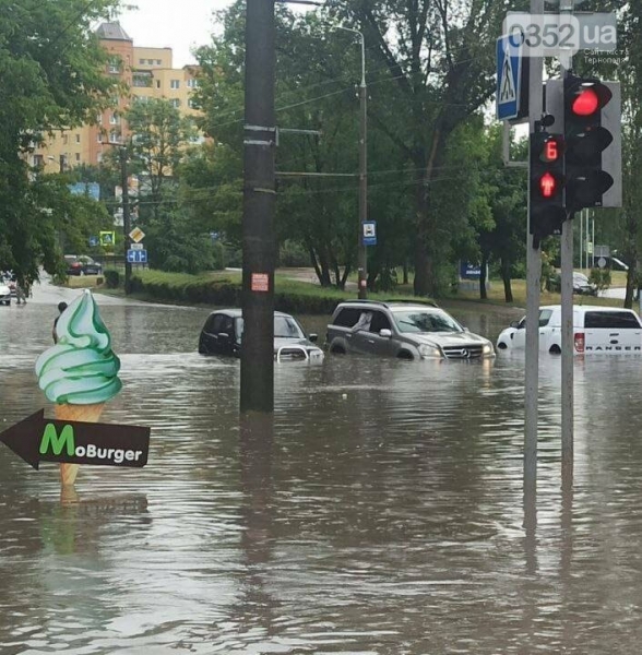 Повалені дерева та затоплені вулиці: у Тернополі пройшла потужна злива (відео)