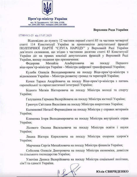 Рада оновила Кабмін: ким керуватиме Свириденко